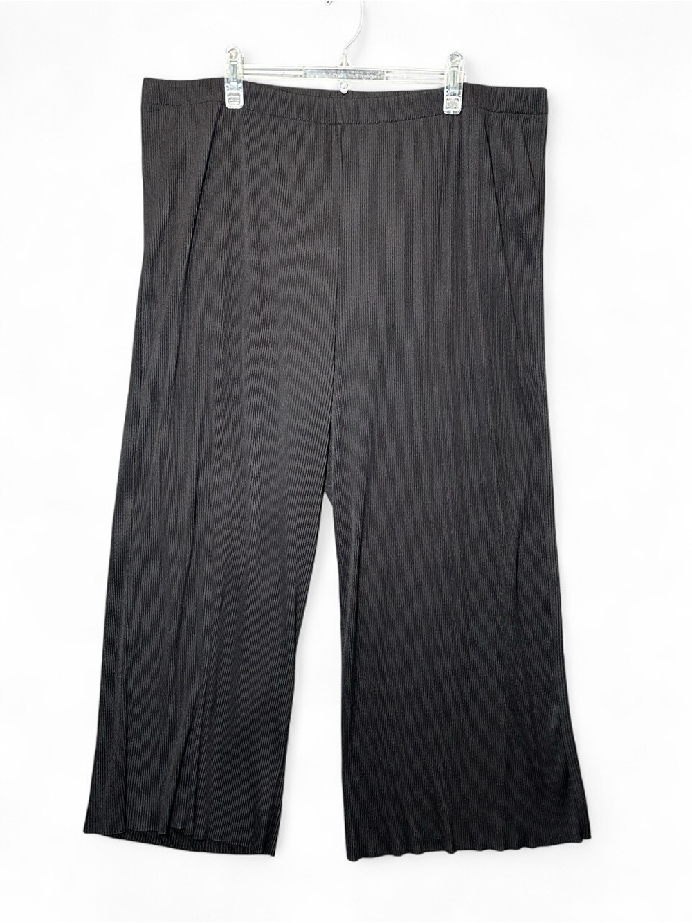ASOS DESIGN Black Plisse Culotte Pants Wide Leg Pull On Plus Size 20 Casual Chic